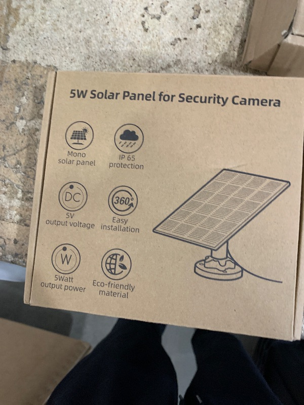 Photo 1 of 5W Solar Panel for Security Camera, Solar Panel with Micro USB & USB-C Port for DC 5V Outdoor Rechargeable Battery Camera, IP65 Waterproof, 360° Adjustable Security Mount, 9.8ft Cable(Black)