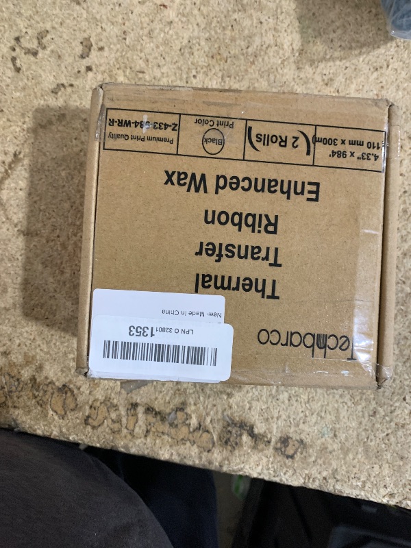 Photo 1 of 2 Rolls 4.33" x 984'(110mm x 300m) Red, Wax/Resin Thermal Transfer Ribbon, Core 1", Ink Outside, Barcode Ribbon Compatible with Zebra Printer