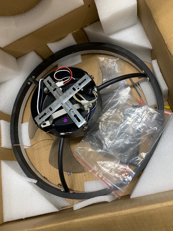 Photo 1 of ****PARTS ONLY *** VOLISUN Low Profile Ceiling Fan with Lights and Remote, 15.7in Bladeless Ceiling Fans with light Flush Mount, 3000K-6500K Dimmable Modern LED Fan Light, Black Fandelier Ceiling Fans for Bedroom