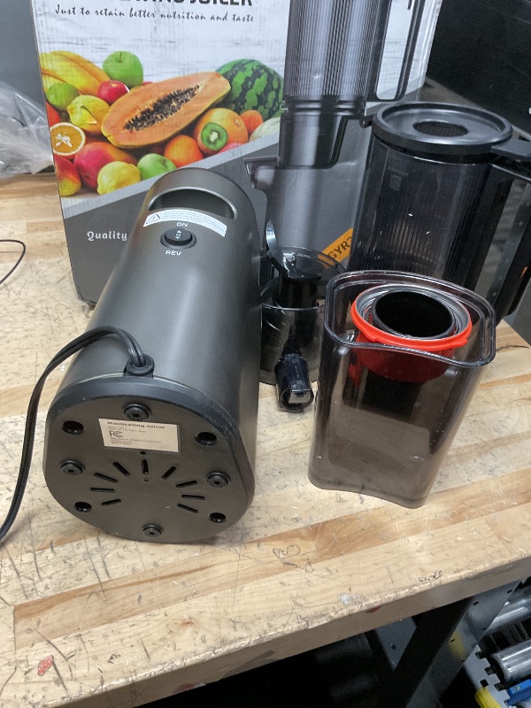 Photo 1 of Cold Press Juicer, Masticating Juicer with 5.4" Wide Feed Chute, 350w Slow Juicer Machines Fit Whole Vegetables and Fruits,Juice Extractor Machine with High Juice Yield, Easy to Clean(Black)