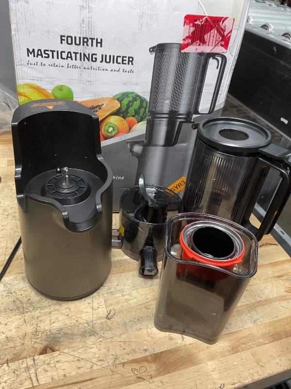 Photo 1 of Cold Press Juicer, Masticating Juicer with 5.4" Wide Feed Chute, 350w Slow Juicer Machines Fit Whole Vegetables and Fruits,Juice Extractor Machine with High Juice Yield, Easy to Clean(Black)