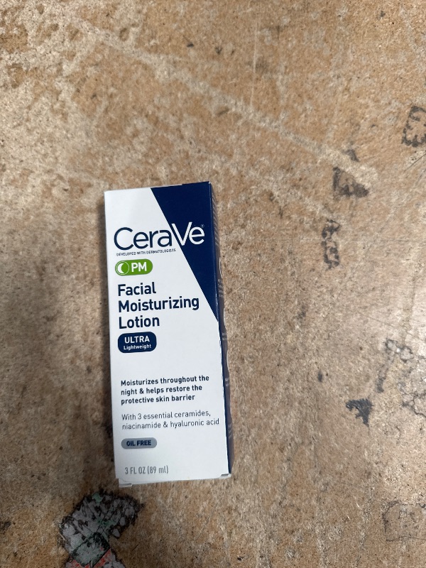 Photo 1 of *PREVIOUSLY OPENED* CeraVe PM Facial Moisturizing Lotion, Night Cream with Hyaluronic Acid and Niacinamide, Ultra-Lightweight, Oil-Free Moisturizer for Face, 3 Ounce