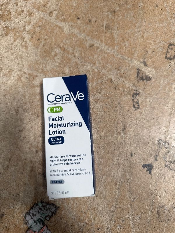 Photo 1 of *PREVIOUSLY OPENED* CeraVe PM Facial Moisturizing Lotion, Night Cream with Hyaluronic Acid and Niacinamide, Ultra-Lightweight, Oil-Free Moisturizer for Face, 3 Ounce