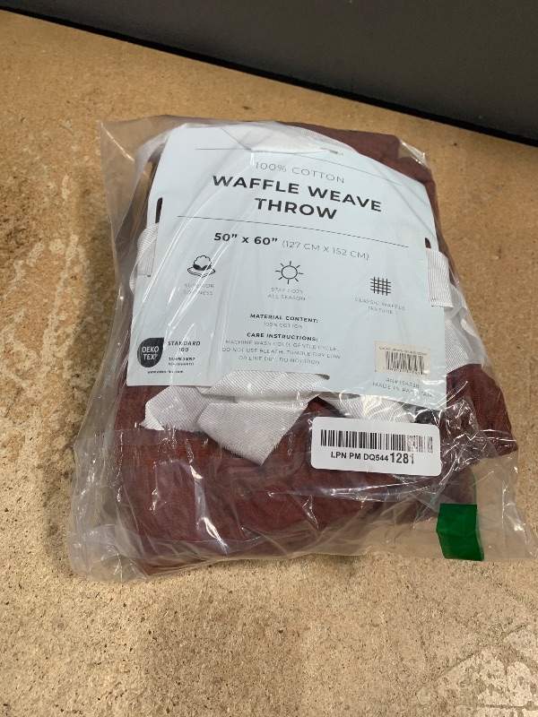 Photo 1 of 100% Cotton Waffle Weave Throw Blanket - Brown Waffle Weave Lightweight Summer Throw Blanket - 50x60in Prewashed Breathable, Woven Throw for Couch, Bed or Office (Cacao Brown)