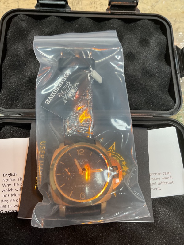Photo 1 of ADDIESDIVE Bronze Automatic Dive Watch Mens Wristwatch 200 M Waterproof Vintage Genuine Suede Leather Strap