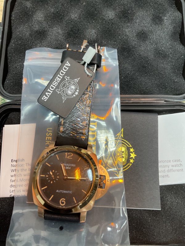 Photo 1 of ADDIESDIVE Bronze Automatic Dive Watch Mens Wristwatch 200 M Waterproof Vintage Genuine Suede Leather Strap