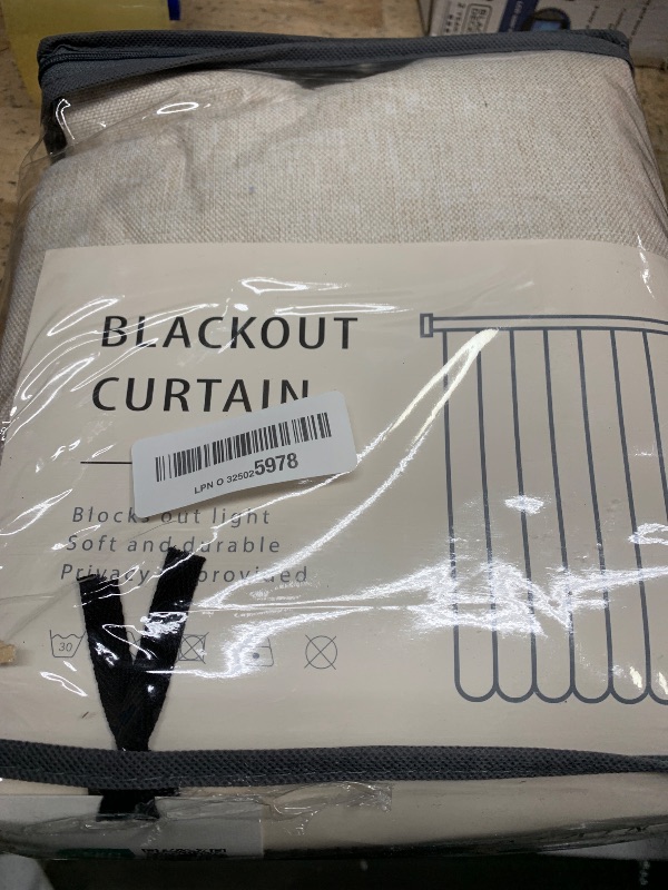 Photo 1 of 100% Blackout Shield Linen Blackout Curtains for Bedroom 96 Inches Long, Back Tab/Rod Pocket Living Room Drapes, Thermal Insulated Blackout Curtains 2 Panels Set, 50" W x 96" L,Cream