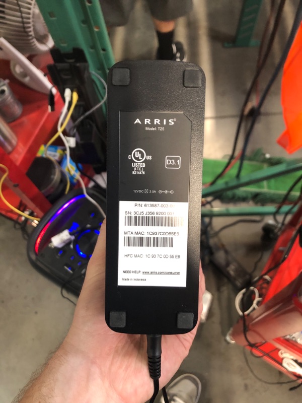 Photo 1 of (USED/FAIR) (POWER TESTED) ARRIS (T25) - Cable Modem - Fast DOCSIS 3.1 Gigabit Cable Modem , Comcast Xfinity Internet & Voice , Two 1 Gbps Ports, 800 Mbps Max with Xfinity Plan