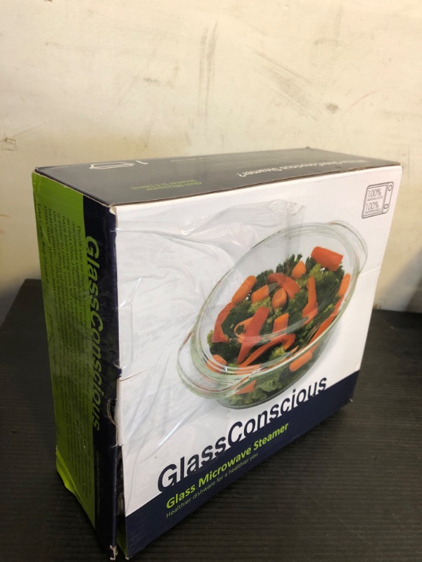 Photo 1 of Microwave Glass Food Steamer, Microwavable Vegetable Steamer, 100% Glass, OVEN SAFE TOO | Plastic free, BPA free, silicone free