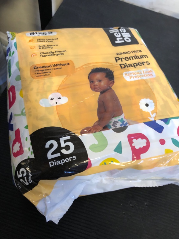 Photo 1 of Hello Bello Premium Baby Diapers Size 3, 25 Count of Disposable, Extra-Absorbent, Hypoallergenic Baby Diapers with Snug and Comfort Fit, Alphabet Soup