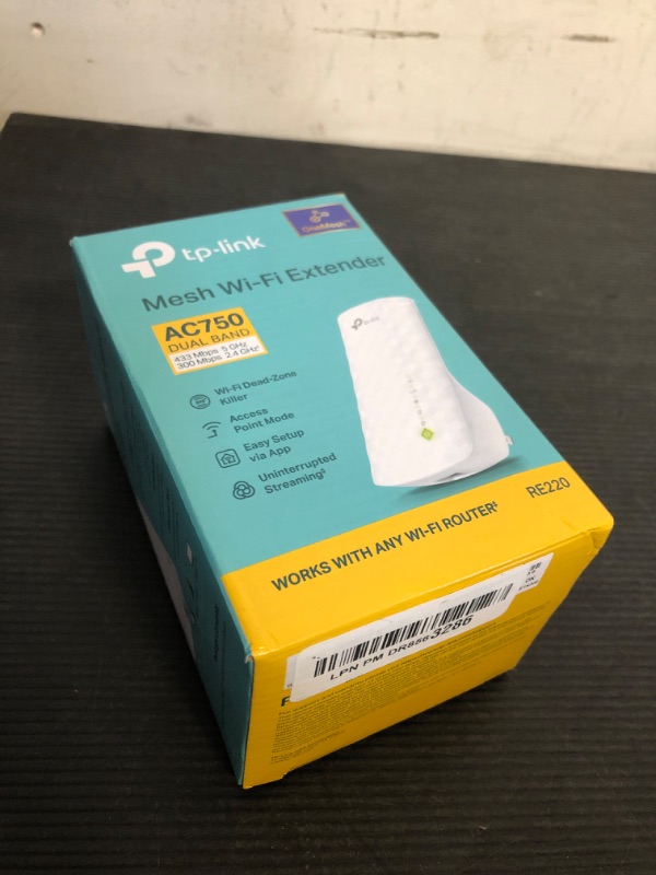 Photo 1 of TP-Link WiFi Extender with Ethernet Port, Dual Band 5GHz/2.4GHz , Up to 44% More Bandwidth than Single Band, Covers Up to 1200 Sq.ft and 30 Devices, Signal Booster Amplifier Supports OneMesh(RE220)