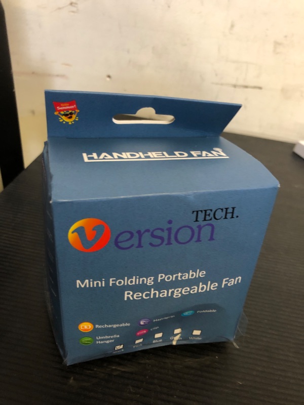 Photo 1 of VersionTECH. Portable Handheld Fan, Powerful+Durable+4000mAh+180° Foldable, Mini Table Fans with USB Rechargeable Battery Operated Cooling Accessories for Personal Use, Travel, Office Black