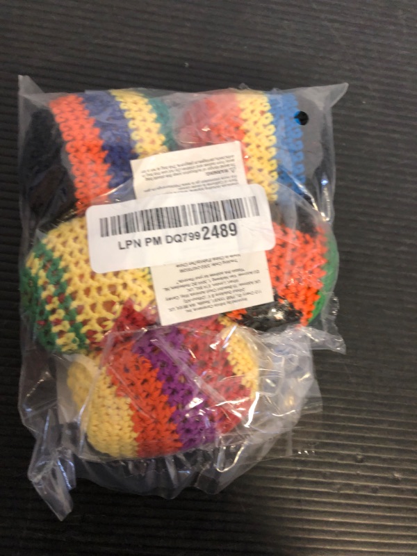 Photo 1 of BLUE PANDA 6 Pack Knitted Juggling Sacks - Soft Foot Bag Balls for Adults, Party Favors, Soccer Training (6 Designs, 2.5 x 2 x 1.5 in)