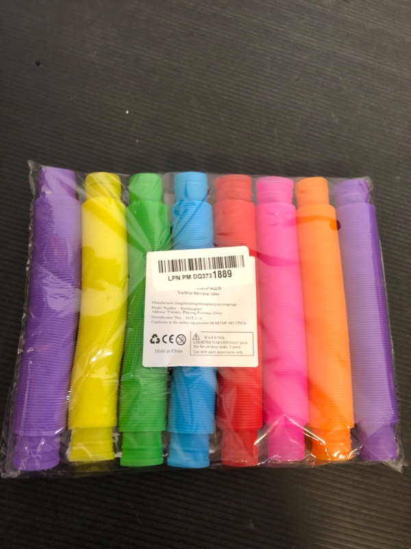 Photo 1 of Vanblue Large 8 Pcs Pop Tubes Sensory Toys Fidget Tubes Party Favors with Autism Classroom Prizes Gifts Easter Basket Stuffers Anxiety Stress Relief Toys for Kids Adults