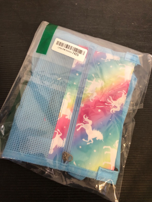 Photo 1 of Rainbow Unicorn Shell Bag - 9” x 10” Beach Mesh Bag for Kids Girls with Adjustable Strap Beach Bag Set for Holding Shells Beach Toys Swimming Accessories