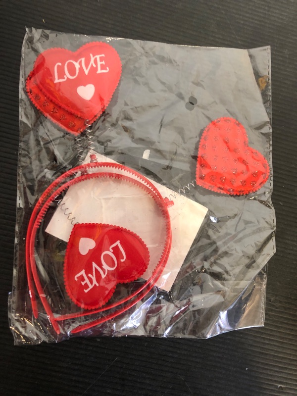 Photo 1 of MDDRUIQI Valentine's Headband - 2 Pack Heart Headband | Heart Head Boppers for Girls Women - Valentine's Accessories, Decorations, Party Favors Outfit