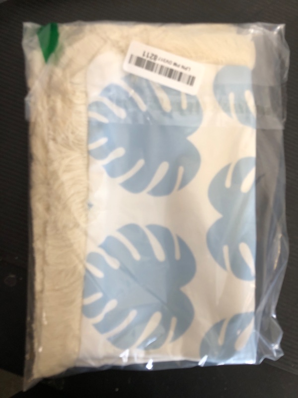Photo 1 of Hofdeco Premium Coastal Hampton Style Patio Indoor Outdoor Pillow Cover Only, 20"x20" Water Resistant for Backyard, Couch, Baby Blue Embroidered Palm Tree Tassel