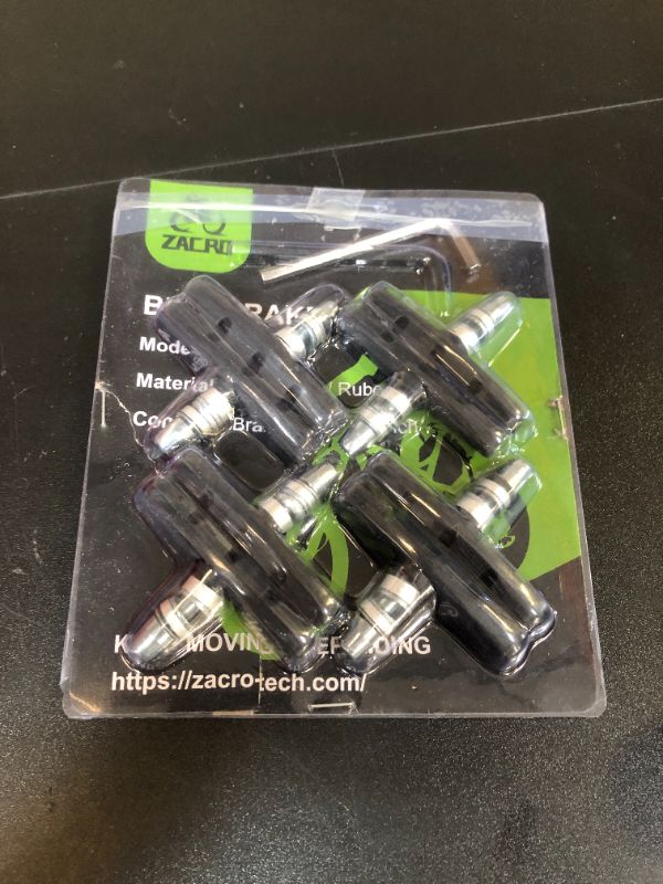 Photo 1 of Zacro 8 PCS Bike Brake Pads, Powerful Mountain Bicycle V Brake Pads, Bike Brake Blocks Kit with Hex Wrench, Hex Nut and Shims, No Noise No Skid, Bike Brake Pads Replacement for Front and Back Wheel