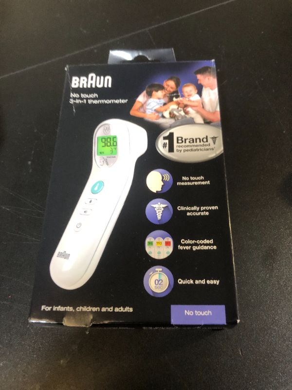 Photo 1 of Braun No Touch 3-in-1 Thermometer, Measures Forehead, Liquid and Food Temps, Professional Accuracy and Color Coded Fever Guidance for Babies, Kids, Toddlers and Adults, FSA and HSA Eligible
