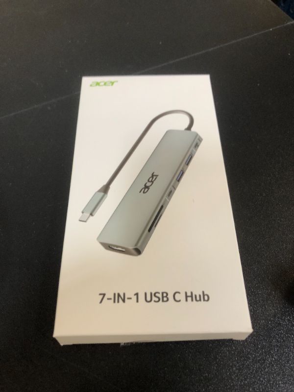 Photo 1 of Acer USB C Hub, 7 in 1 USB C to HDMI Splitter, 2 USBA 3.1 GEN1 and 5Gbps Type-C Data Port, Type C Adapter with 4K HDMI Port, PD 100W Charging, SD Card Reader, for Laptop, PC, Desktop and More