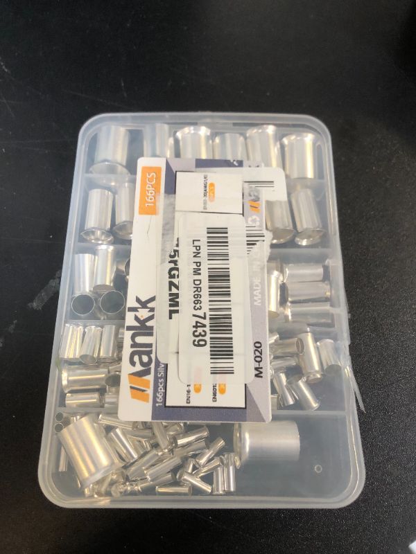 Photo 1 of mankk 166 Pcs Wire Ferrules Kits Silver Plated Copper Crimp Terminal Connector 8 Sizes AWG (1/0 2/0 2 4 6 8 10 12) Sleeves Insulated Cord Pin End Terminal M-020