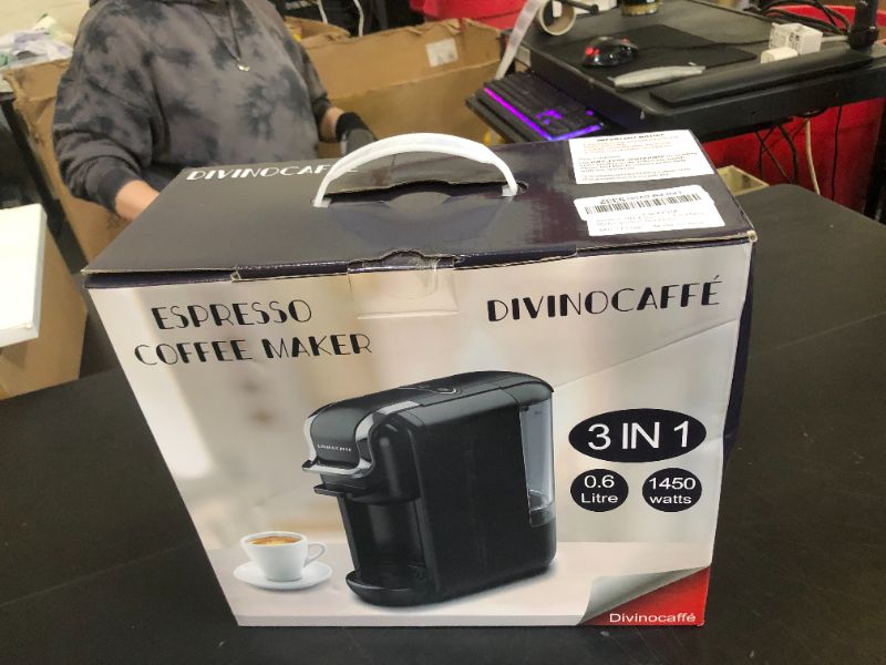 Photo 1 of DIVINOCAFFÉ Espresso Maker for Nespresso Capsule, Lavazza Blue Capsule & Coffee Powder, 19 Bar Pump Pressure Makes Authentic Espresso Coffee, Mini Espresso Coffee Machines with Removable Water Tank.