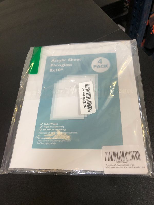 Photo 1 of Egofine Plexiglass Sheets Acrylic Sheets 4 Pack of 8x10’’ 0.04 Thick Clear Plastic Cast Transparent Plexi Glass for Crafting Projects, Replacement Picture Frame Glass, DIY Display, Easy to Cut