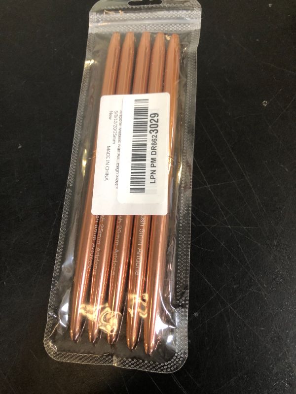 Photo 1 of Artdone Metallic Nail Art Pens, Liner Brushes Set, 5PCS Copper Color Nail Tools For Long Lines, Thin Details, Fine Drawing, Liner Brush UV Gel Polish Painting Nail Design Sizes 5/8/12/20/25mm