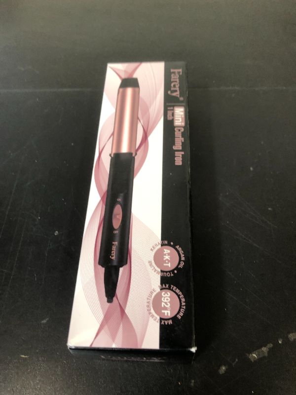 Photo 1 of 1 Inch Dual Voltage Ceramic Curling Iron with Keratin & Argan Oil, Mini Hair Curler, Travel Size with Storage Bag