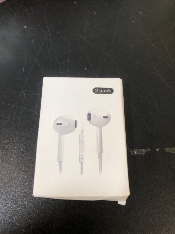 Photo 1 of 2 Packs iPhone Headphones Earbuds with Lightning Connector(Built-in Mic & Volume Control)[MFi Certified] Headphones support for iPhone 14/13/12/SE/11/XR/XS/X/7/7Plus/8/8Plus Support All iOS System