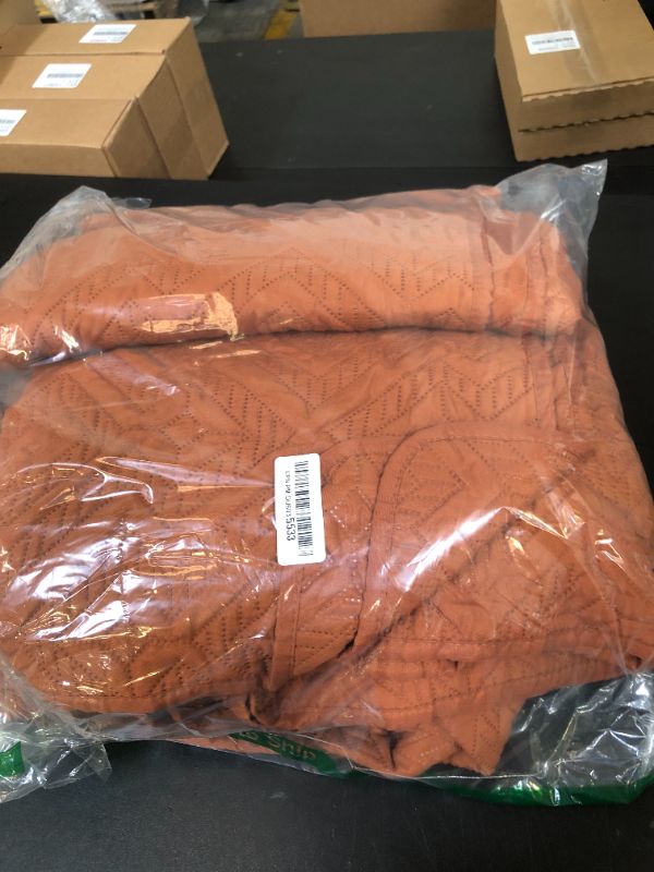 Photo 1 of LEAONME Full/Queen Quilt Set 3 Pieces, Lightweight Burnt Orange/Rust Bedspread-90''x98'', Soft Microfiber Summer Quilt, Luxurious Warm Coverlet Set for All Seasons (Includes 1 Quilt, 2 Shams)