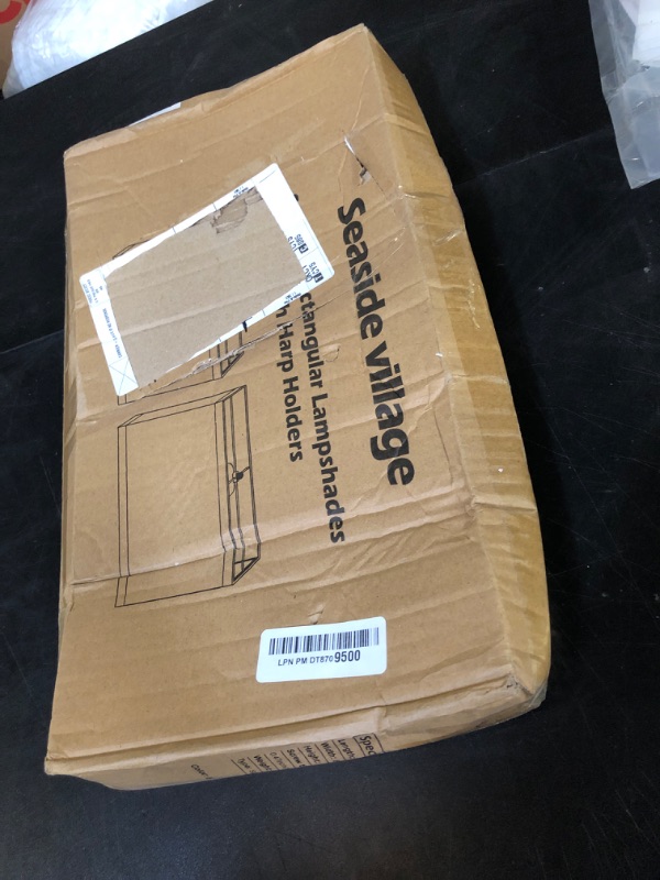 Photo 1 of Rectangle Lamp Shades Set of 2, 16"L x 8"W x 10"H Large Beige Lampshades for Table Lamps Floor Lamps, Natural Linen Lamp Shade Replacement, Spider, Harp Holders Included, Easy Assembly Required