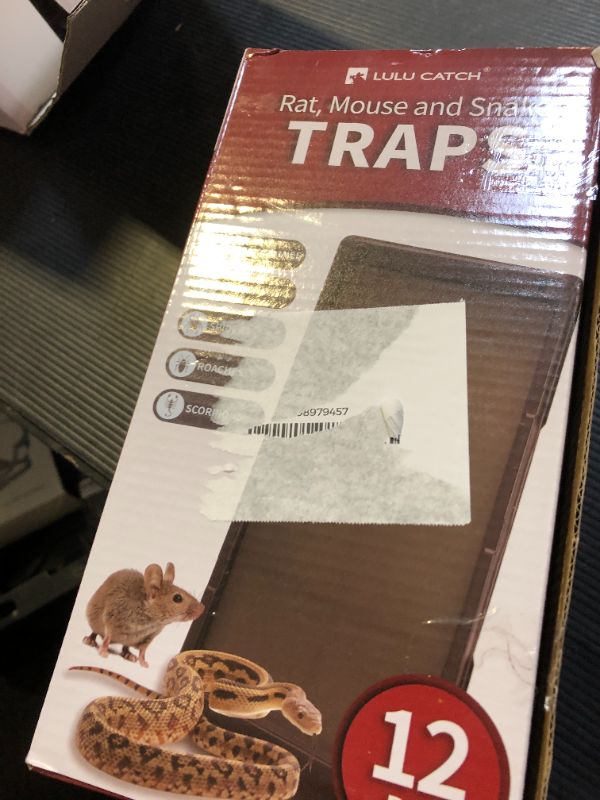 Photo 1 of LULUCATCH Super Glue Traps 12 Pack for Mice & Snakes, Larger, Heavier Sticky Traps with Non-Toxic Glue. Sticky Mouse Traps Indoor, Easy to Set, Pet Safe Pest Control