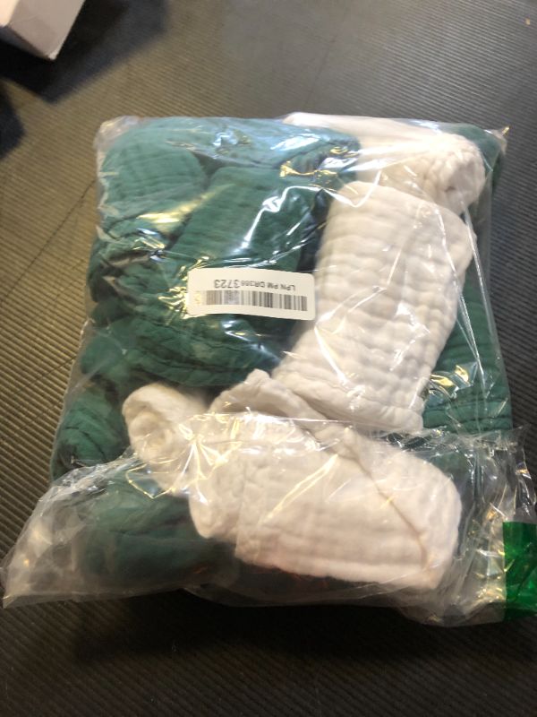 Photo 1 of Muslin Burp Cloths for Baby 100% Cotton Burping Cloths for Unisex, Boy, Girl - Large 20'' by 10'' Newborn Essentials Ultra Soft Absorbent Milk Spit Up Rags - 12 Pack - White+Deep Emerald Series