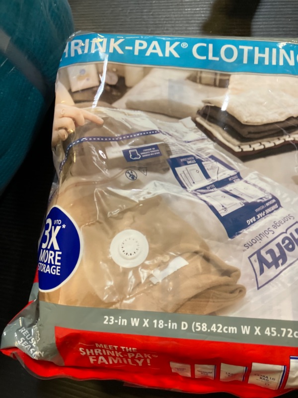 Photo 1 of Hefty Shrink-Pak Vacuum Storage Bags - Space Saver for Under Bed Storage, Clothing and Comforters, 3X More Storage Space, 6 Medium Zipper Bags