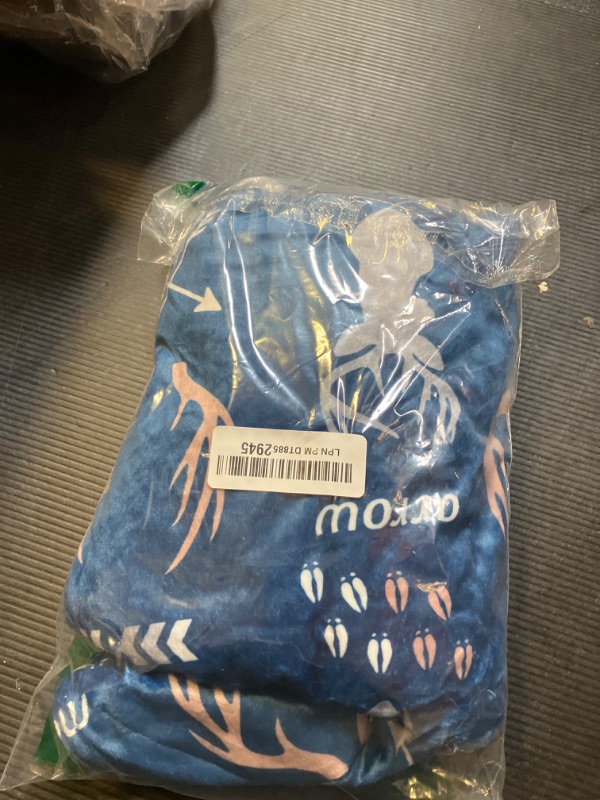 Photo 1 of GFU Baby Blanket for Boys and Girls, Soft Minky Infant Receiving Blanket with Dotted Backing Double Layer, Newborn Toddler Bed Blanket with Antler Arrow Printed, Navy Blue, 30 x 40 Inch