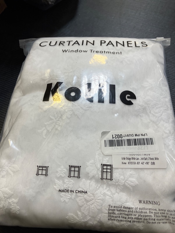 Photo 1 of Kotile White Lace Curtains 54 Inch Length for Bedroom, Country Rustic Floral Sheer Lace Curtains 2 Panels Set, Rod Pocket Privacy Window Lace Curtain Panels, 42 x 54 Inch Each, White