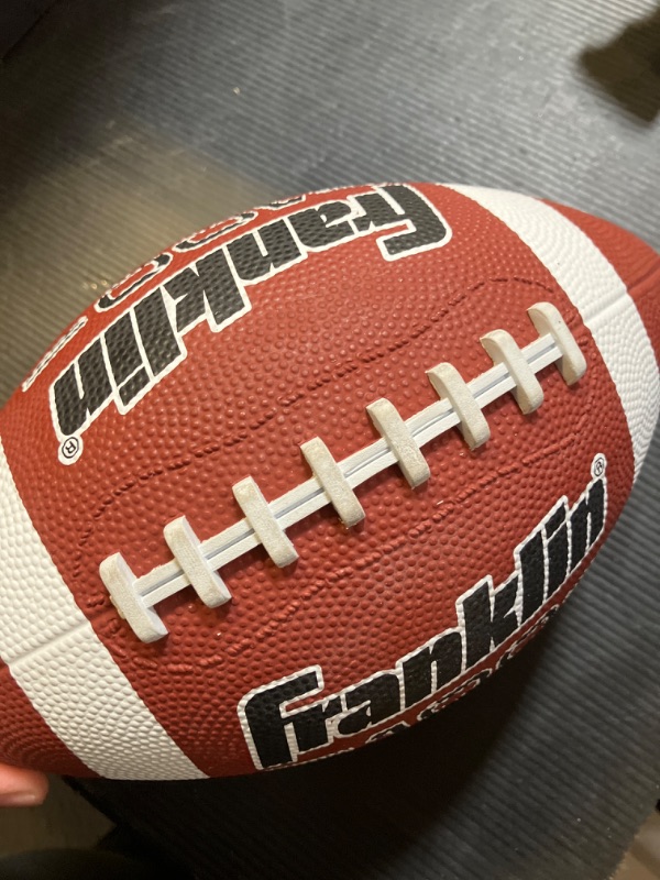 Photo 1 of Franklin Sports Junior/Youth Football - Grip-Rite 100 - Kids Junior Size - Durable Outdoor Rubber Football - Brown/White