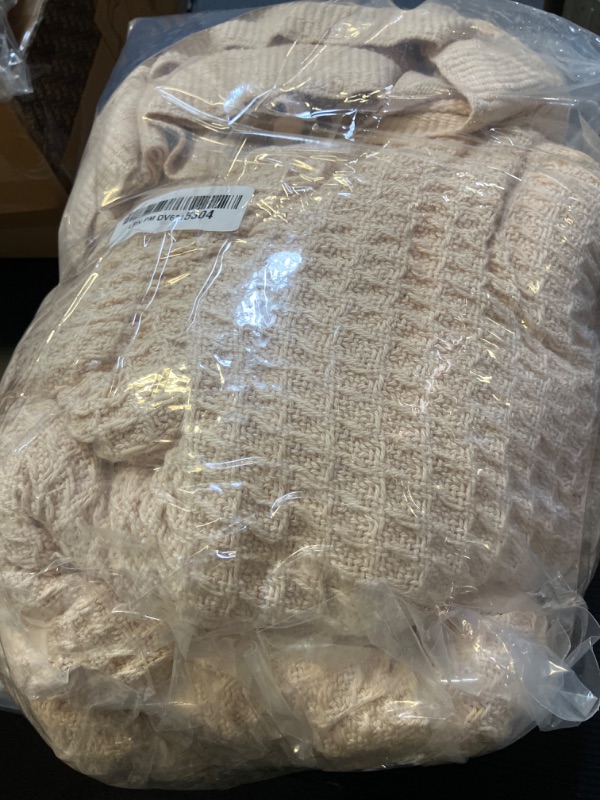 Photo 1 of Bedsure 100% Cotton Blanket King Size for Bed - Breathable and Soft, Waffle Weave Blanket for Summer Spring, Beige, 104x90 inches