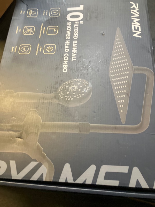 Photo 1 of Ryamen Upgraded Dual Shower Heads Combo, 10 inch Filtered Shower Head with Handheld, 3-Way Rain Shower Head with Filters, 7 Settings Handheld Spray, High Pressure, Height Adjustable (Black)