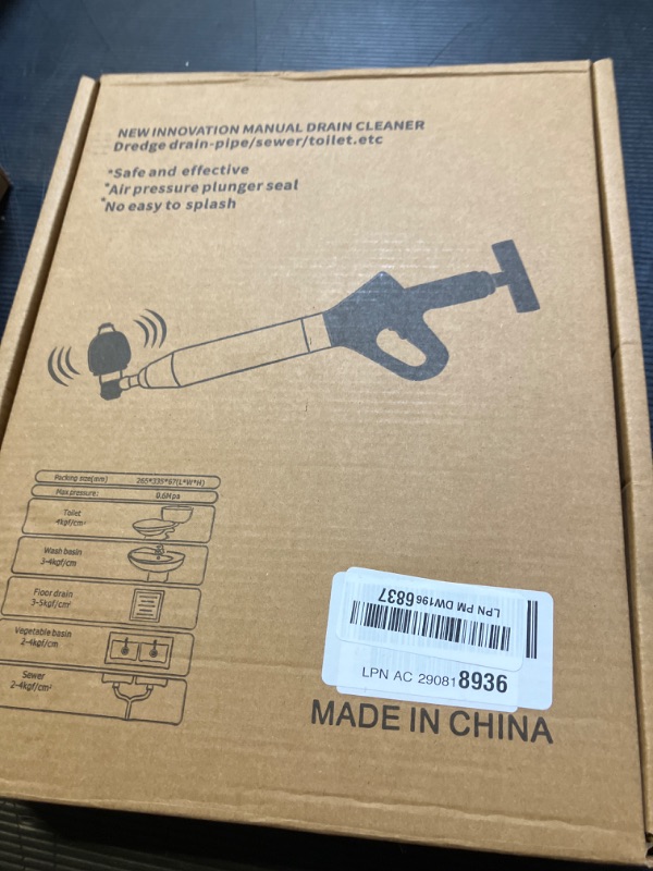 Photo 1 of High Pressure Toilet Plunger, Stainless Steel Air Drain Blaster, Powerful Air Plunger Sink Plunger with Visual Barometer, Drain Clog Remover Tool for Toilets Bathroom Floor Drain Clogged Kitchen Pipe