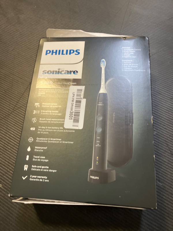 Photo 1 of Philips Sonicare ProtectiveClean 5300 Rechargeable Electric Toothbrush, with Pressure Sensor, 3 Cleaning Modes, SmarTimer and QuadPacer, with 2 Bonus Brush Heads, Travel Case, Black, Model HX6423/34