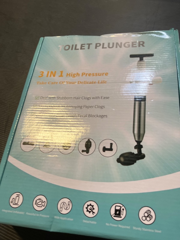 Photo 1 of Toilet Plunger, Drain Clog Remover, High-Pressure Air Drain Blaster with Real-Time Barometer Powerful Drain Snake Sink Plunger Plumbing Tools, Plungers for Bathroom, Sink, Floor, Kitchen Clogged