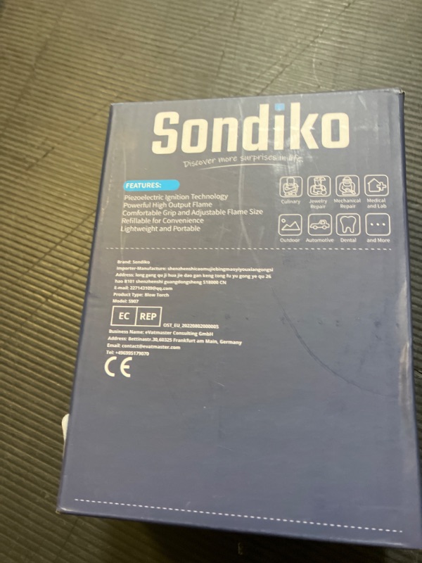Photo 1 of Sondiko Butane Torch with Fuel Gauge S907, Refillable Soldering Torch Lighter with Adjustable Flame for Welding, Resin Art, Industrial, Blue & Black(Butane Gas Not Included)