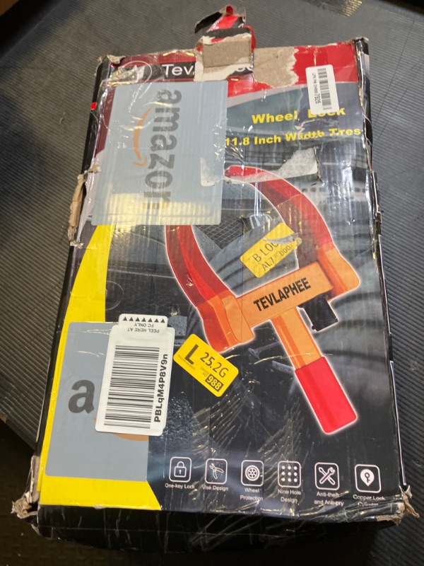 Photo 1 of Tevlaphee Universal Wheel Lock Heavy Duty Security Trailer Wheel Lock Anti Theft Wheel Locks for Cars SUV Camper Motorcycle Trailer Great Deterrent Bright Color with 3 Keys (Red-Yellow)