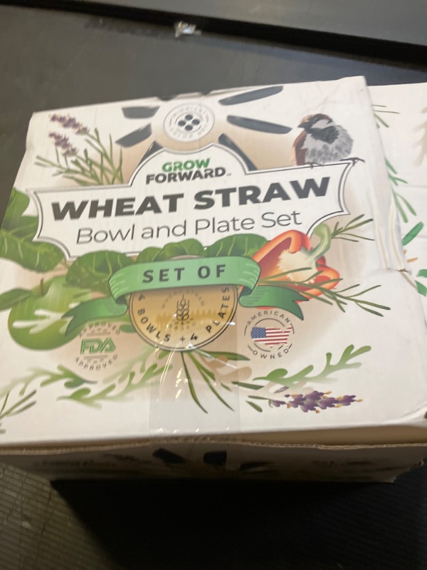 Photo 1 of Grow Forward Premium Wheat Straw Plates and Bowls Sets - 8-Piece Wheat Straw Dinnerware Sets - Unbreakable & Reusable Microwave Safe Plastic Dinner Plates for Outdoors, RV, Camping Dishes - Midnight