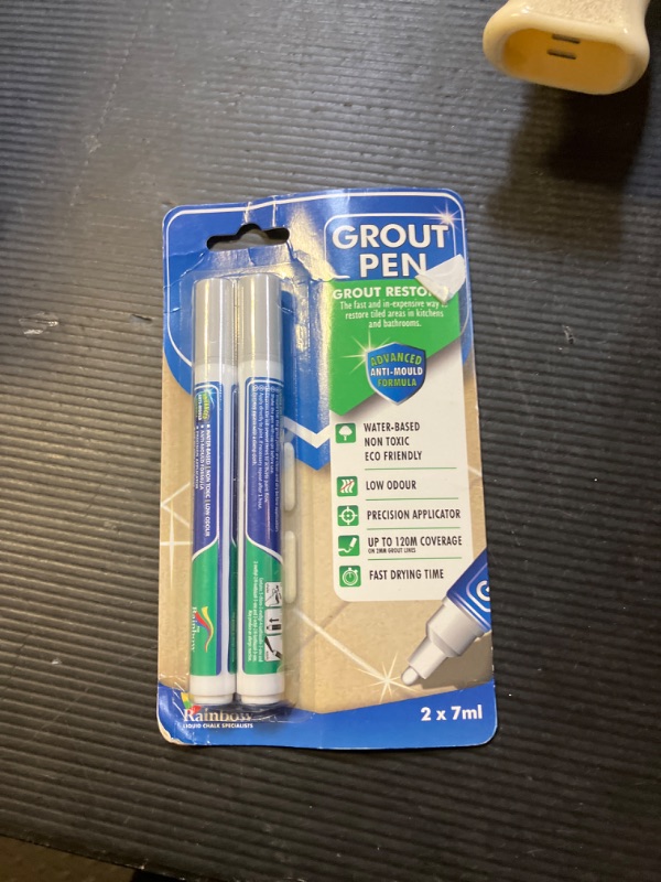 Photo 1 of Grout Pen Tile Paint Marker: Waterproof Grout Paint, Tile Grout Colorant and Sealer Pen - Narrow 5mm, 2 Pack with Extra Tips (7mL) - Winter Grey