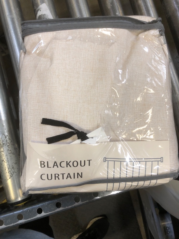 Photo 1 of 100% Blackout Shield Linen Blackout Curtains for Bedroom 96 Inches Long, Back Tab/Rod Pocket Living Room Drapes, Thermal Insulated Blackout Curtains 2 Panels Set, 50" W x 96" L,Cream