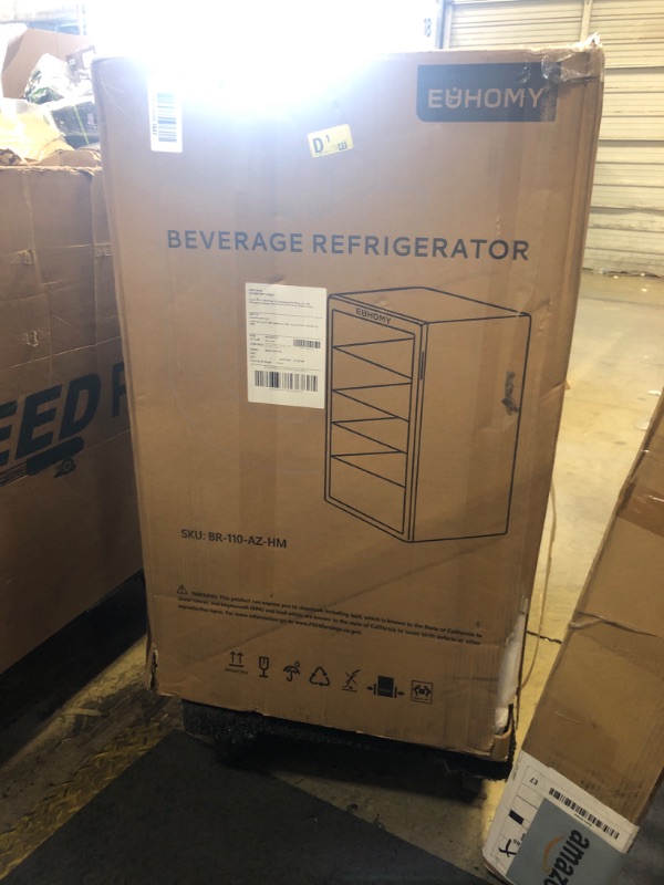 Photo 1 of EUHOMY Beverage Refrigerator Cooler, 128 Can Mini Fridge with Glass Door for Soda Beer or Wine, Beverage Cooler for Home, Office, Bar with Adjustable Removable Shelves, Silver