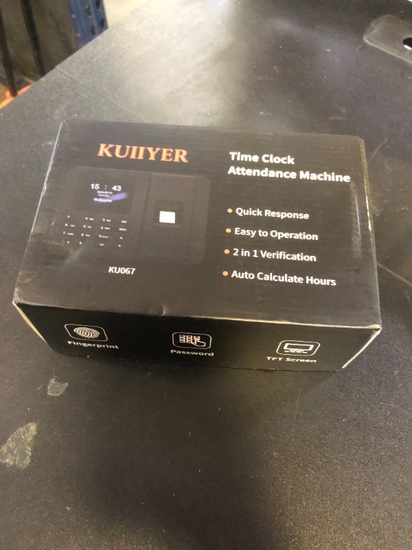 Photo 1 of KUIIYER 2 in 1 Time Clocks for Employees Small Business (Fingerprint + Password) Employee Clock in & Out Machine Attendance Punch Clock Recorder Tracker for Small Businesses & Offices